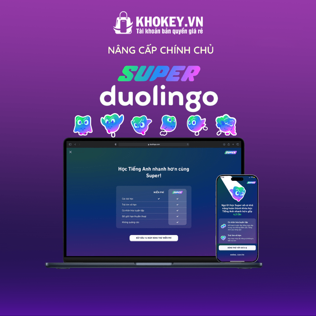 Duolingo Giá Rẻ Super & Family Chính Chủ 12 Tháng